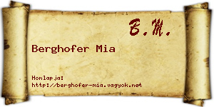 Berghofer Mia névjegykártya